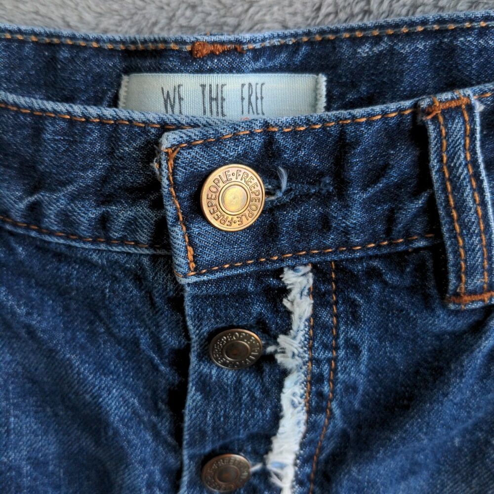 We The Free Denim Shorts Womens 29 Blue Butterfly Graphic Distressed Cut Off - Picture 4 of 10